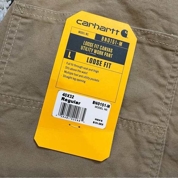 Carhartt Men’s Loose Fit Canvas Utility Work Pants BN0151-M Size 40x32 NWT - Picture 3 of 9